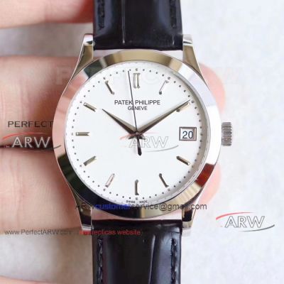 Perfect Replica Patek Philippe Calatrava White Gold 5296g Watch 38mm